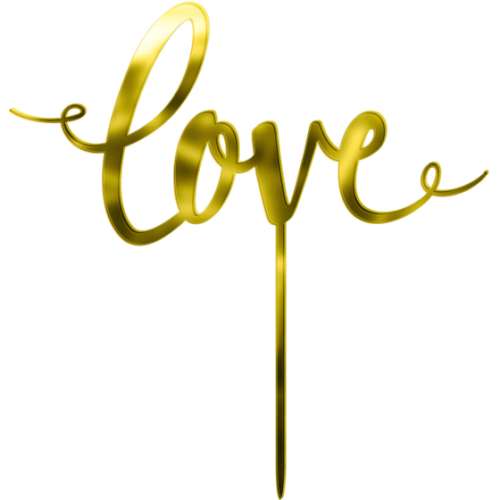 Love Gold Mirror Cake Topper